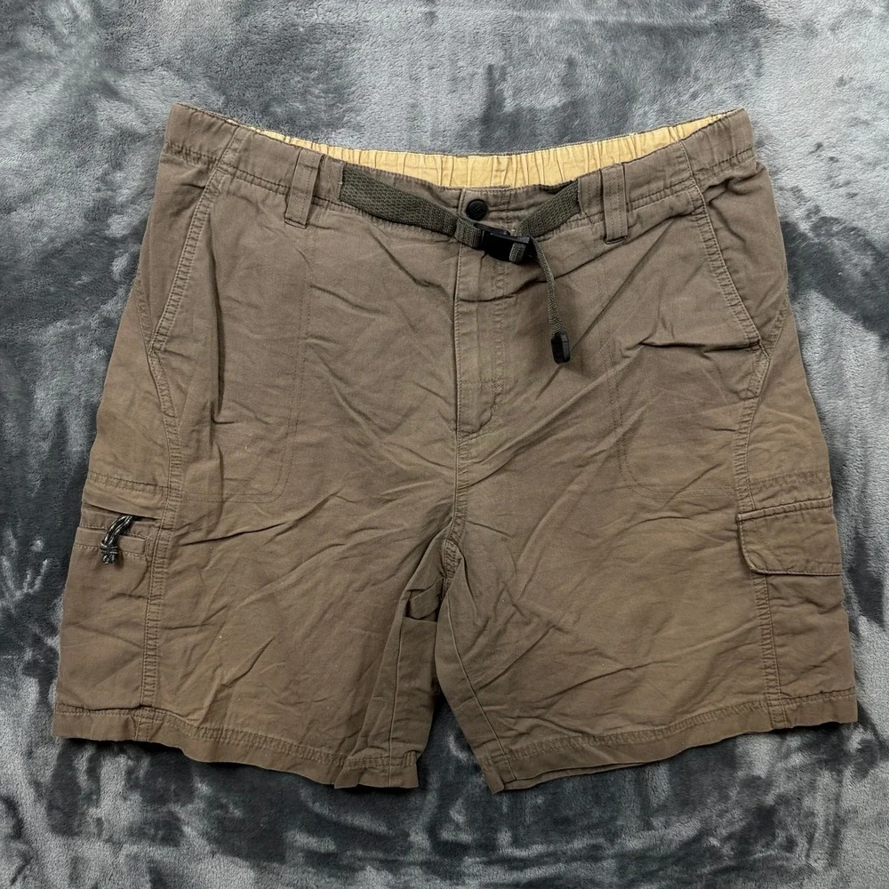 Columbia Cargo Shorts Mens 34 Brown Excellent Hiking Utility Belted Outdoor